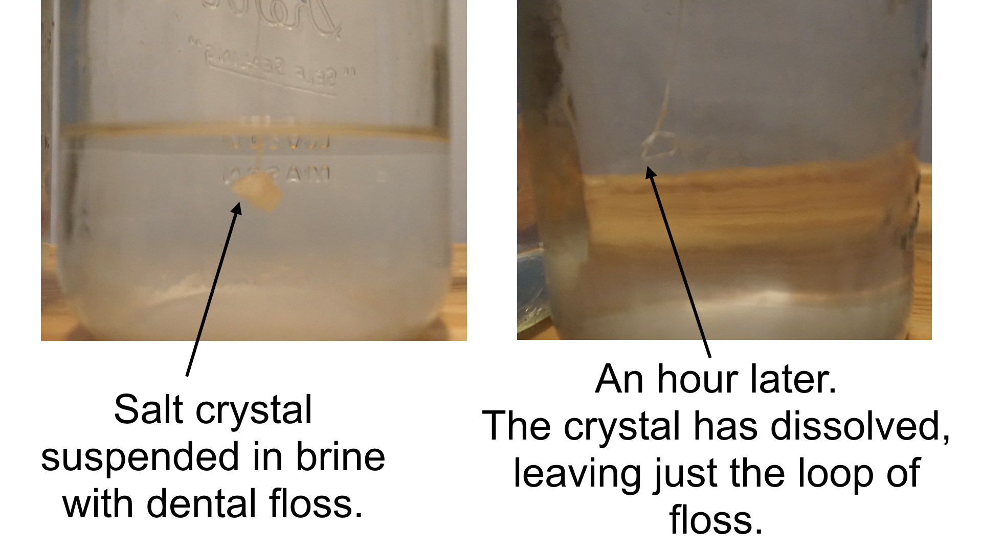 My salt crystals that dissolved.