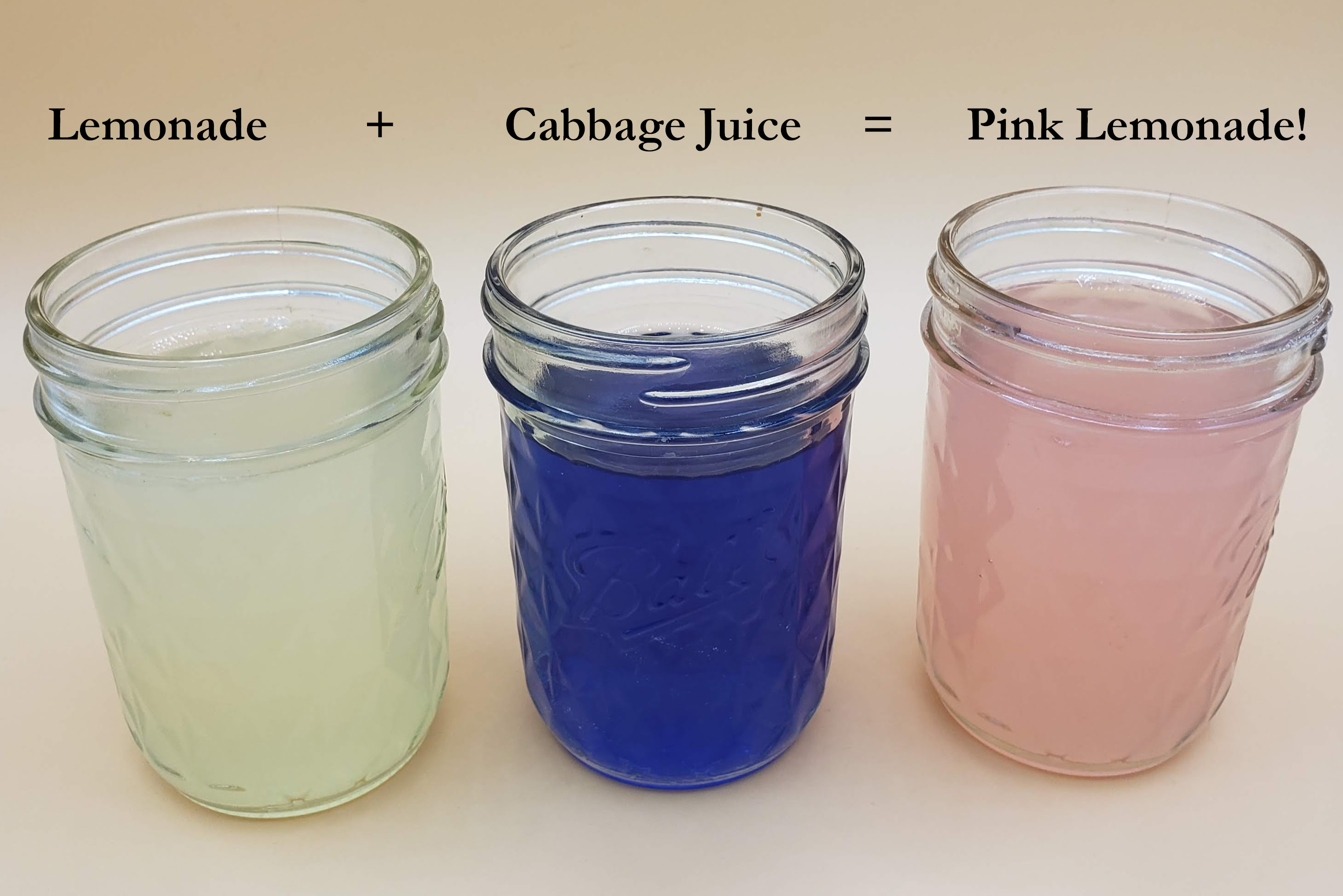 lemonade and other liquids in glass jars, from above