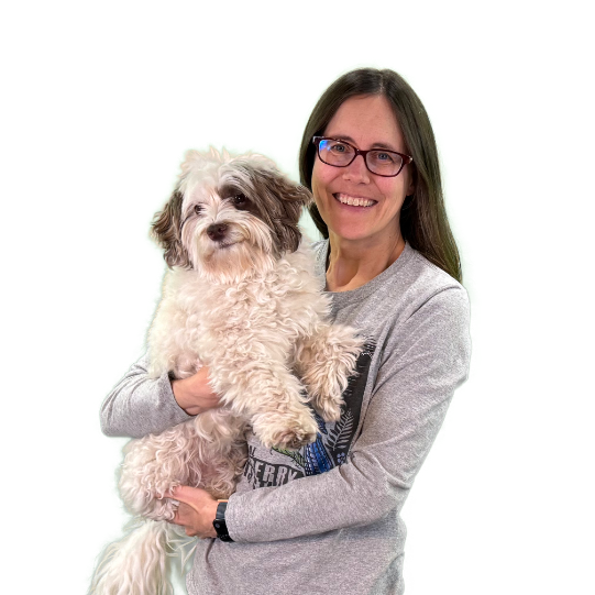 Science Mom holding a paintbrush and palette